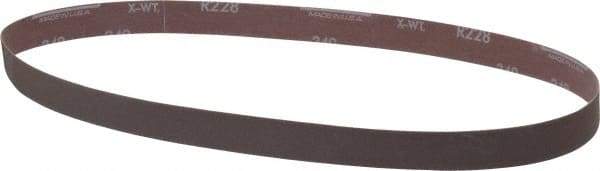 Norton - 1" Wide x 42" OAL, 240 Grit, Aluminum Oxide Abrasive Belt - Aluminum Oxide, Very Fine, Coated, X Weighted Cloth Backing, Series R228 - Strong Tooling