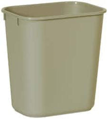 Rubbermaid - 14 Qt Beige Rectangle Trash Can - Polyethylene, 12-1/8" High x 11-3/8" Long x 8-1/4" Wide - Strong Tooling