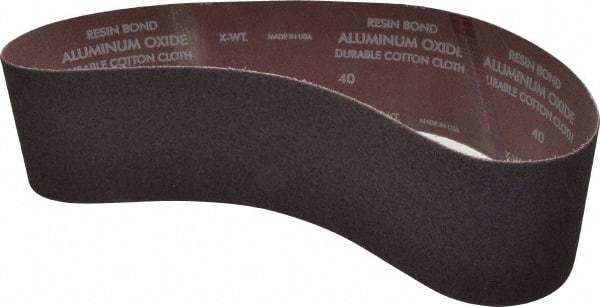 Norton - 4" Wide x 36" OAL, 40 Grit, Aluminum Oxide Abrasive Belt - Aluminum Oxide, Coarse, Coated, X Weighted Cloth Backing, Series R228 - Strong Tooling