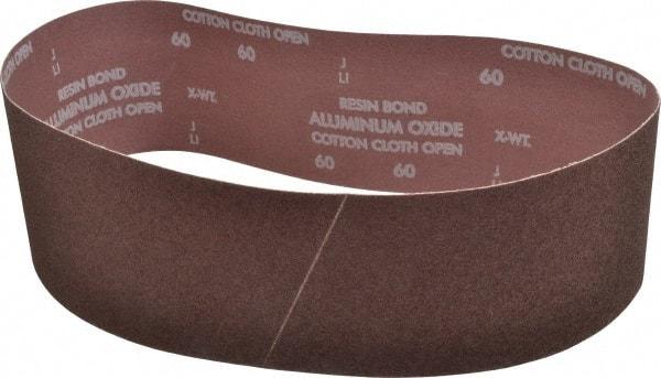 Norton - 4" Wide x 36" OAL, 60 Grit, Aluminum Oxide Abrasive Belt - Aluminum Oxide, Medium, Coated, X Weighted Cloth Backing, Series R228 - Strong Tooling