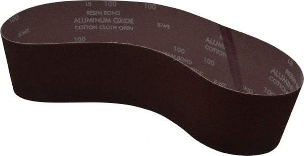 Norton - 4" Wide x 36" OAL, 100 Grit, Aluminum Oxide Abrasive Belt - Aluminum Oxide, Fine, Coated, X Weighted Cloth Backing, Series R228 - Strong Tooling