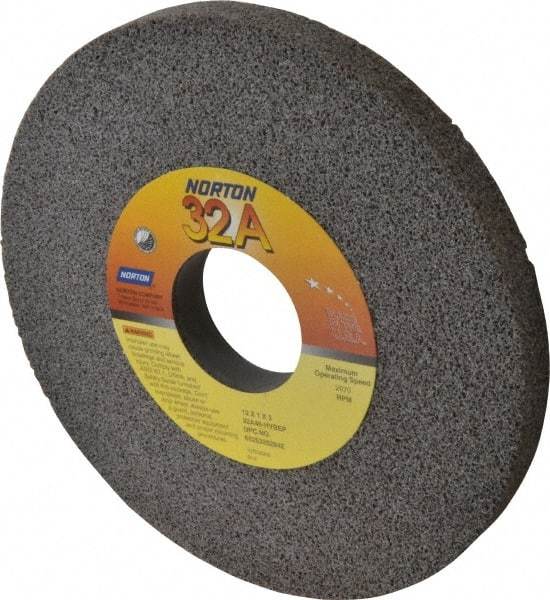 Norton - 12" Diam x 3" Hole x 1" Thick, H Hardness, 46 Grit Surface Grinding Wheel - Aluminum Oxide, Type 1, Coarse Grade, 2,070 Max RPM, Vitrified Bond, No Recess - Strong Tooling