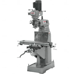 Jet - 7-7/8" Table Width x 35-3/4" Table Length, Step Pulley Control, 1 Phase Knee Milling Machine - R8 Spindle Taper, 1-1/2 hp - Strong Tooling