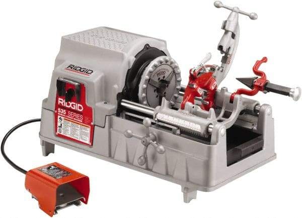 Ridgid - 1/8 to 2 Inch Pipe, 58 RPM Spindle Speed, 2 hp, Pipe Threading Machine - 5 Flute Cone Reamer, 115 Volts - Strong Tooling