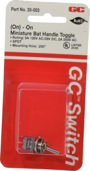 GC/Waldom - SPDT Miniature On-On Toggle Switch - Solder Lug Terminal, Bat Handle Actuator, 125 VAC at 5 A & 250 VAC at 2 A - Strong Tooling