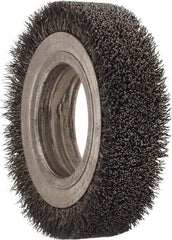 Osborn - 4-1/4" OD, 2" Arbor Hole, Crimped Steel Wheel Brush - 1" Face Width, 3/4" Trim Length, 0.0118" Filament Diam, 6,000 RPM - Strong Tooling