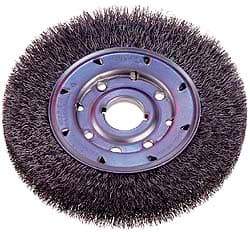 Osborn - 14" OD, 2" Arbor Hole, Crimped Nylon Wheel Brush - 1" Face Width, 2-1/8" Trim Length, 2,400 RPM - Strong Tooling