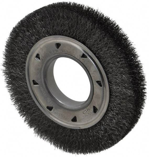 Osborn - 6" OD, 2" Arbor Hole, Crimped Steel Wheel Brush - 7/8" Face Width, 1" Trim Length, 0.008" Filament Diam, 6,000 RPM - Strong Tooling