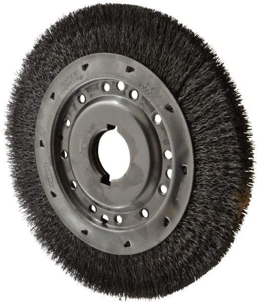 Osborn - 12" OD, 2" Arbor Hole, Crimped Steel Wheel Brush - 1-1/4" Face Width, 1-7/8" Trim Length, 0.02" Filament Diam, 3,000 RPM - Strong Tooling