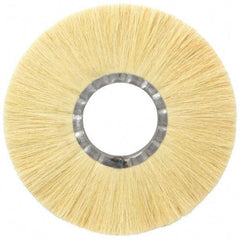 Osborn - 10" OD, 3-1/4" Arbor Hole, Crimped Natural Fiber Wheel Brush - 17/32" Face Width, 2-7/8" Trim Length, 4,250 RPM - Strong Tooling