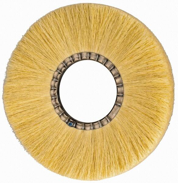 Osborn - 12" OD, 4-1/4" Arbor Hole, Crimped Natural Fiber Wheel Brush - 17/32" Face Width, 3-3/8" Trim Length, 3,600 RPM - Strong Tooling