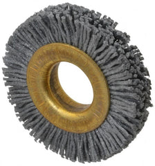 Osborn - 1-1/2" OD, 1/2" Arbor Hole, Crimped Nylon Wheel Brush - 1/4" Face Width, 1/4" Trim Length, 20,000 RPM - Strong Tooling