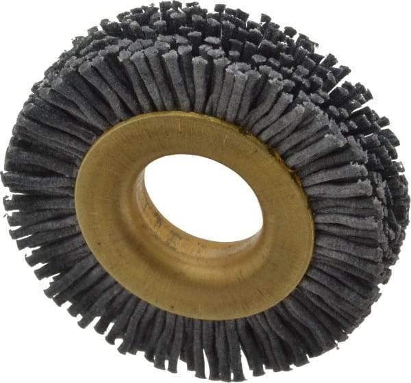 Osborn - 1-1/2" OD, 1/2" Arbor Hole, Crimped Nylon Wheel Brush - 1/4" Face Width, 1/4" Trim Length, 20,000 RPM - Strong Tooling