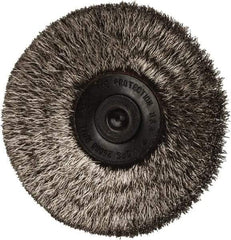 Osborn - 2-1/2" OD, 1/4" Shank Diam, Crimped Stainless Steel Wheel Brush - 7/16" Face Width, 11/16" Trim Length, 0.006" Filament Diam, 20,000 RPM - Strong Tooling