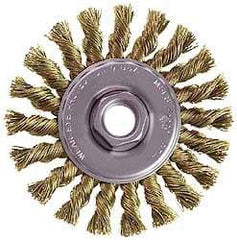 Osborn - 4" OD, M14x2.00 Arbor Hole, Knotted Stainless Steel Wheel Brush - 3/8" Face Width, 7/8" Trim Length, 0.014" Filament Diam, 20,000 RPM - Strong Tooling