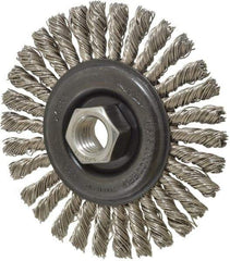 Osborn - 4" OD, 5/8-11 Arbor Hole, Knotted Stainless Steel Wheel Brush - 1/4" Face Width, 7/8" Trim Length, 0.02" Filament Diam, 20,000 RPM - Strong Tooling