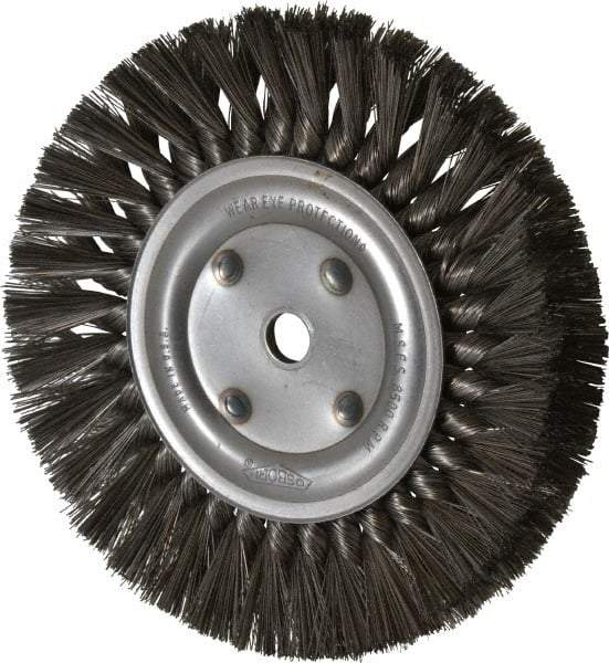 Osborn - 8" OD, 5/8" Arbor Hole, Knotted Steel Wheel Brush - 5/8" Face Width, 1-11/16" Trim Length, 0.016" Filament Diam, 8,500 RPM - Strong Tooling