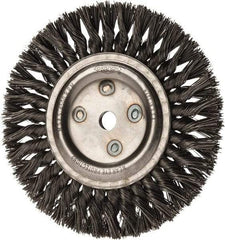 Osborn - 8" OD, 5/8" Arbor Hole, Knotted Steel Wheel Brush - 5/8" Face Width, 1-11/16" Trim Length, 0.025" Filament Diam, 8,500 RPM - Strong Tooling