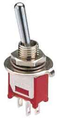 GC/Waldom - SPDT Miniature On-Off-On Toggle Switch - Quick Connect Terminal & Solder Lug Terminal, Paddle Handle Actuator, 125 VAC at 6 A & 250 VAC at 3 A - Strong Tooling