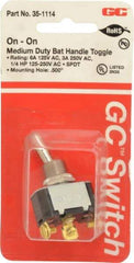 GC/Waldom - SPDT Medium Duty On-On Toggle Switch - Screw Terminal, Bat Handle Actuator, 1/4 hp at 125/250 VAC hp, 125 VAC at 6 A & 250 VAC at 3 A - Strong Tooling