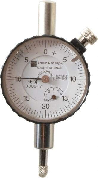 TESA Brown & Sharpe - 1/4" Range, 0-25-0 Dial Reading, 0.0005" Graduation Dial Drop Indicator - 1-11/16" Dial, 0.05" Range per Revolution, Revolution Counter - Strong Tooling