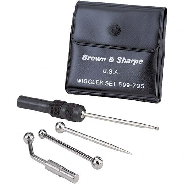 TESA Brown & Sharpe - Single End, Center Finder Set Mechanical - 0.25 Inch Head Diameter, Ball, Conical, Disc Head Type, Includes 4 Attachments, Case, Holder, 4 Pieces - Strong Tooling