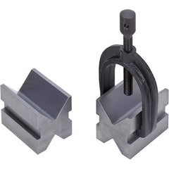 TESA Brown & Sharpe - 1-1/2" Max Capacity, 90° Angle, Mild Steel V-Block - 2" Long x 1-1/2" Wide x 1-1/2" High, Sold as 2 Block Set - Strong Tooling