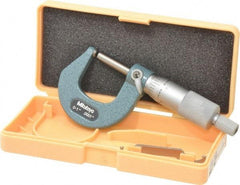 Mitutoyo - 1 Inch Max Measurement, 0.0001 Inch Graduation, Spherical Face Micrometer - Accuracy Up to 0.0002 Inch, Mechanical Operation, Ratchet Stop Thimble, Ball - Strong Tooling