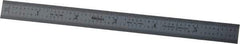 Mitutoyo - 6" Long, 1/100, 1/50" and 0.5, 1mm Graduation, Flexible Stainless Steel Rule - Decimal/Metric Graduation Style, 1/2" Wide, Silver, Satin Chrome Finish - Strong Tooling