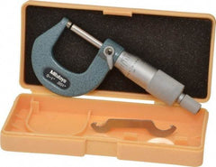 Mitutoyo - 0 to 1" Range, 0.001" Graduation, Mechanical Outside Micrometer - Ratchet Stop Thimble, Accurate to 0.0001" - Strong Tooling