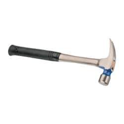 Vaughan Bushnell - 1-1/4 Lb Head, Straight Claw Hammer - 16" OAL, Steel Head, 1-1/2" Face Diam, Steel Handle with Grip - Strong Tooling