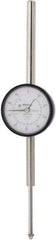 Mitutoyo - 2" Range, 0-100 Dial Reading, 0.001" Graduation Dial Drop Indicator - 2-3/16" Dial, 1" Range per Revolution, 0.003" Accuracy, Revolution Counter - Strong Tooling