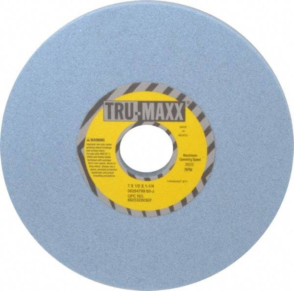 Tru-Maxx - 7" Diam x 1-1/4" Hole x 1/2" Thick, J Hardness, 60 Grit Surface Grinding Wheel - Ceramic, Type 1, Medium Grade, 3,600 Max RPM, Vitrified Bond, No Recess - Strong Tooling