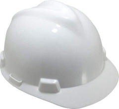 MSA - ANSI Type I, Class E Rated, 8-Point, Pin Lock Adjustment Hard Hat - One Size Fits Most, White, Standard Brim - Strong Tooling