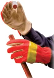 PRO-SAFE - Size S (7) Grain Pigskin General Protection Work Gloves - For General Purpose, Uncoated, Slip-On Cuff, Full Fingered, Orange, Paired - Strong Tooling