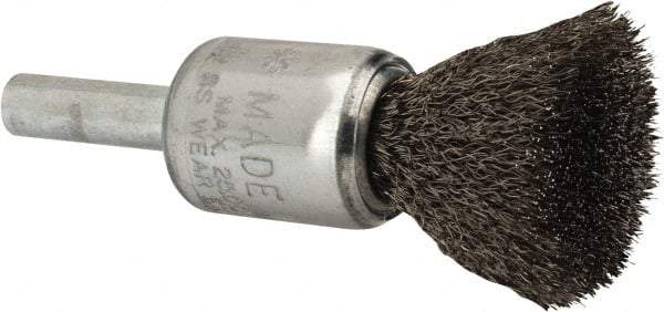 Anderson - 1/2" Brush Diam, Crimped, End Brush - 1/4" Diam Shank, 25,000 Max RPM - Strong Tooling