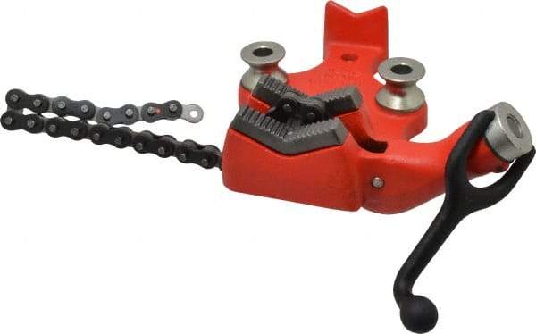 Ridgid - 1/8 to 4" Pipe Capacity, Manual Chain Vise - Bolt Down, Cast Iron, Model Number BC410 - Strong Tooling