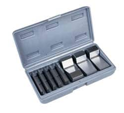 Value Collection - 1 to 30° Angle, 3 Inch Long, Angle Block Set - 45-50 HRC Hardness, Includes 5 Angle Plates 1-5, 3 V-Blocks 10, 15 and 30; 8 Pieces - Strong Tooling