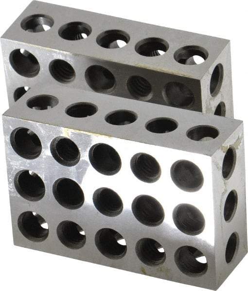 Suburban Tool - 0.0001 Squareness Per Inch, Hardened Steel, 1-2-3 Block with 23 Hole Setup Block - 3/8 - 16 Inch Tapped Hole Size, Sold As Matched Pair - Strong Tooling