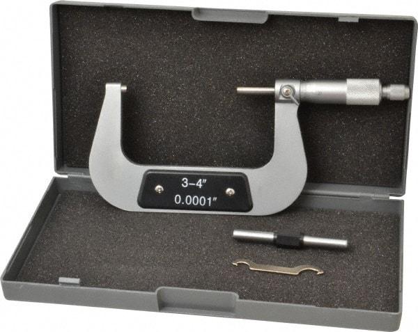 Value Collection - 3 to 4" Range, 0.0001" Graduation, Mechanical Outside Micrometer - Ratchet Stop Thimble - Strong Tooling