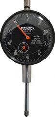 Teclock - 1" Range, 0-100 Dial Reading, 0.001" Graduation Dial Drop Indicator - 2-11/64" Dial, 0.1" Range per Revolution, 0.0014" Accuracy, Revolution Counter - Strong Tooling