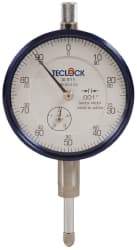 Teclock - 1/2" Range, 0-100 Dial Reading, 0.001" Graduation Dial Drop Indicator - 2-11/64" Dial, 0.1" Range per Revolution, 0.0009" Accuracy, Revolution Counter - Strong Tooling