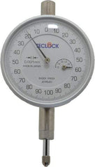 Teclock - 1mm Range, 0-100-0 Dial Reading, 0.001mm Graduation Dial Drop Indicator - 2-13/64" Dial, Revolution Counter - Strong Tooling