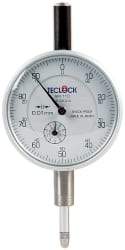 Teclock - 10mm Range, 0-100 Dial Reading, 0.01" Graduation Dial Drop Indicator - 2-11/64" Dial, 1" Range per Revolution, 0.015" Accuracy, Revolution Counter - Strong Tooling