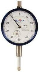 Teclock - 1/2" Range, 0-50-0 Dial Reading, 0.001" Graduation Dial Drop Indicator - 2-11/64" Dial, 0.1" Range per Revolution, 0.0009" Accuracy, Revolution Counter - Strong Tooling