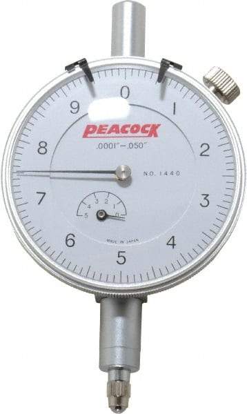 Peacock - 0.05" Range, 0-10 Dial Reading, 0.0001" Graduation Dial Drop Indicator - 2-3/64" Dial, 0.0003" Accuracy, Revolution Counter - Strong Tooling