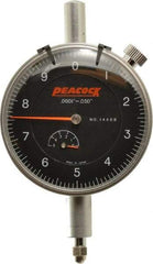 Peacock - 0.05" Range, 0-10 Dial Reading, 0.0001" Graduation Dial Drop Indicator - 2-3/64" Dial, 0.0003" Accuracy, Revolution Counter - Strong Tooling