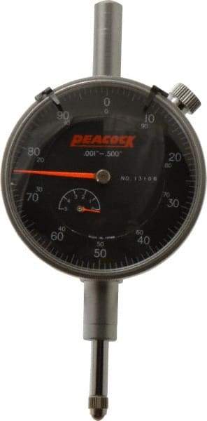 Peacock - 1/2" Range, 0-100 Dial Reading, 0.001" Graduation Dial Drop Indicator - 2-3/64" Dial, 0.001" Accuracy, Revolution Counter - Strong Tooling