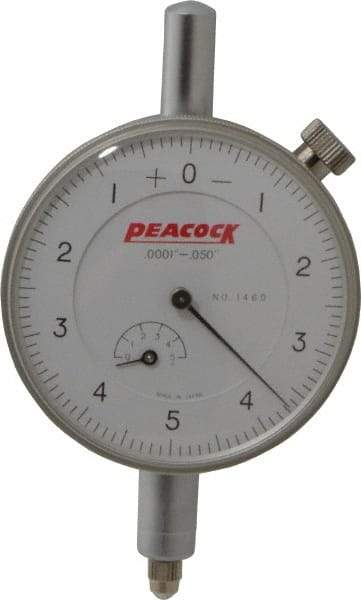 Peacock - 0.05" Range, 0-5-0 Dial Reading, 0.0001" Graduation Dial Drop Indicator - 2-3/64" Dial, 0.0003" Accuracy, Revolution Counter - Strong Tooling