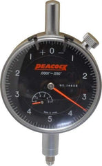 Peacock - 0.05" Range, 0-5-0 Dial Reading, 0.0001" Graduation Dial Drop Indicator - 2-3/64" Dial, 0.0003" Accuracy, Revolution Counter - Strong Tooling